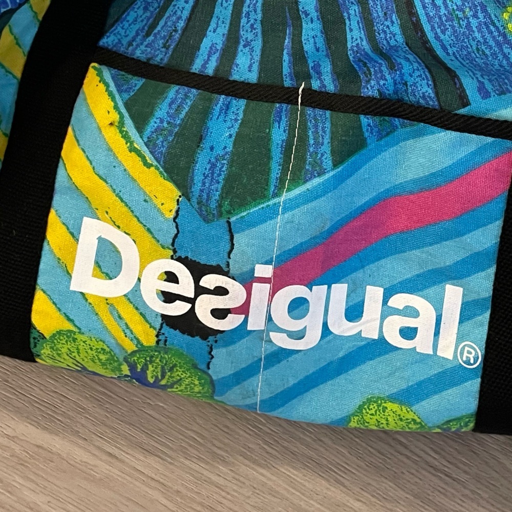 DESIGUAL Colorful Designer Travel Duffle Bag. - Picture 3 of 11